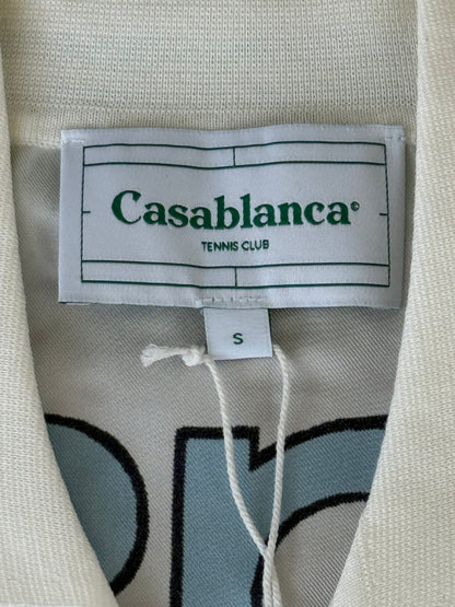 Casablanca White & Green Le Jeu Colore Silk Button Up Shirt