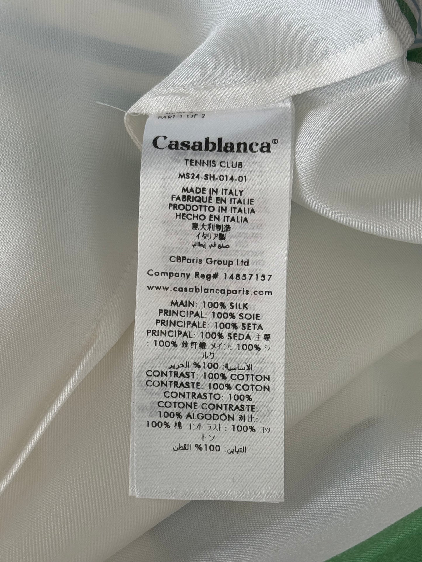 Casablanca White & Green Le Jeu Colore Silk Button Up Shirt