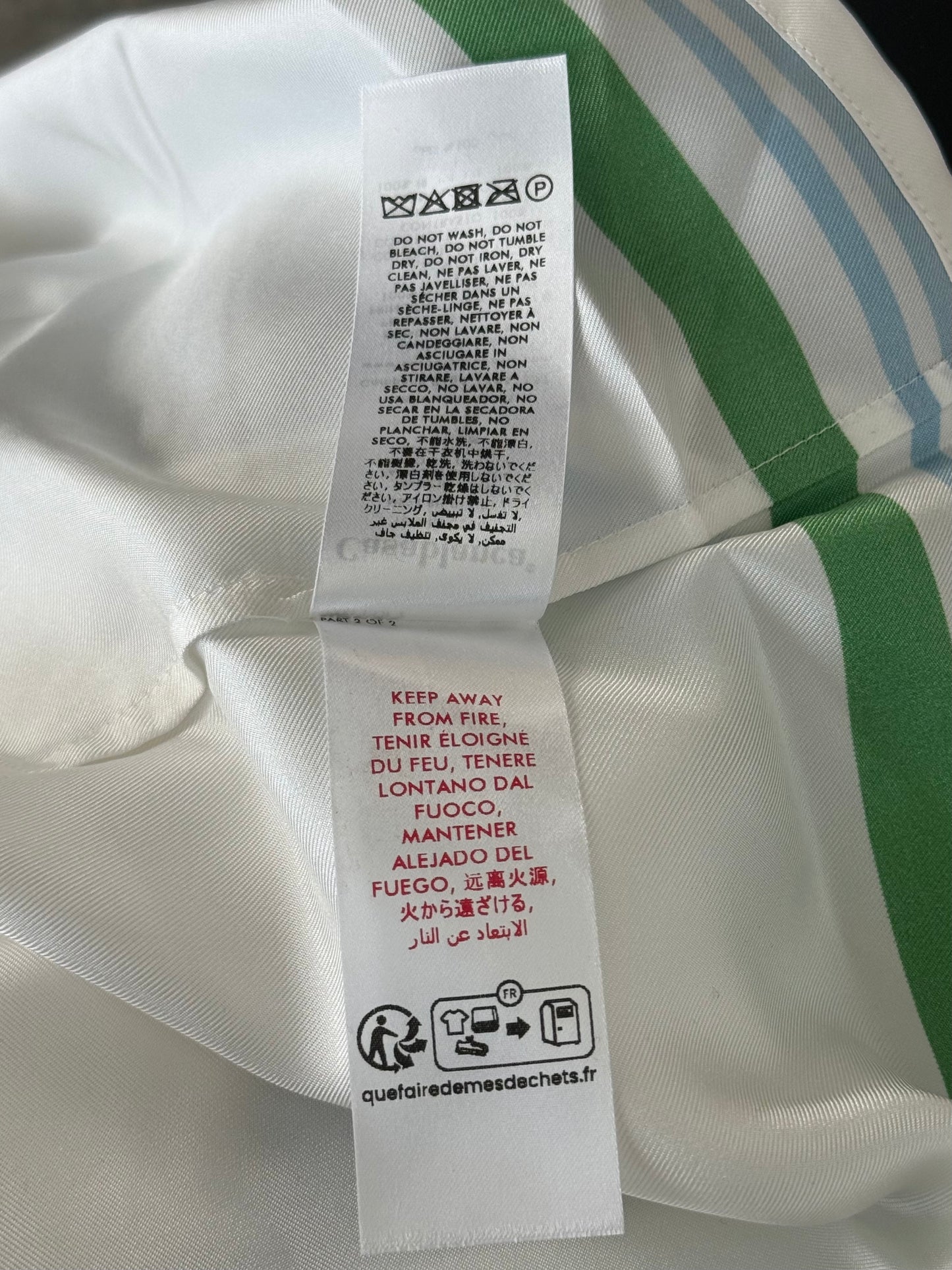 Casablanca White & Green Le Jeu Colore Silk Button Up Shirt