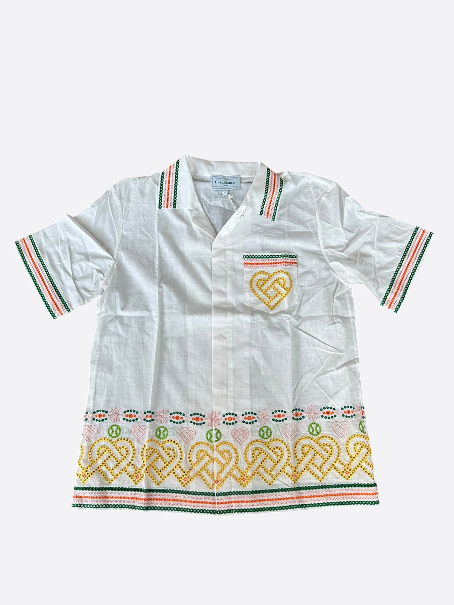 Casablanca White & Multicolor Anglaise Gradient Hearts Silk Button Up Shirt