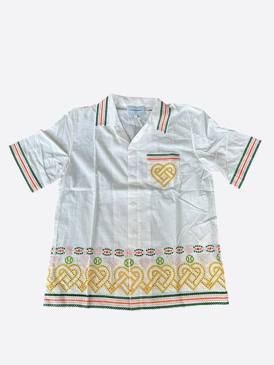 Casablanca White & Multicolor Anglaise Gradient Hearts Silk Button Up Shirt