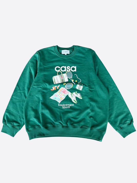 Casablanca Green & White Equipement Sportif Logo Sweater