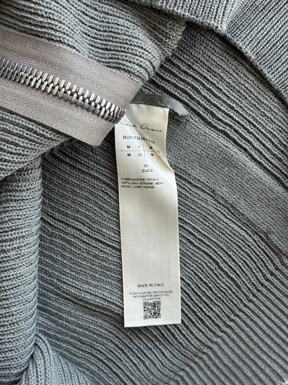 Rick Owens Grey Knitted Zip Up Hoodie