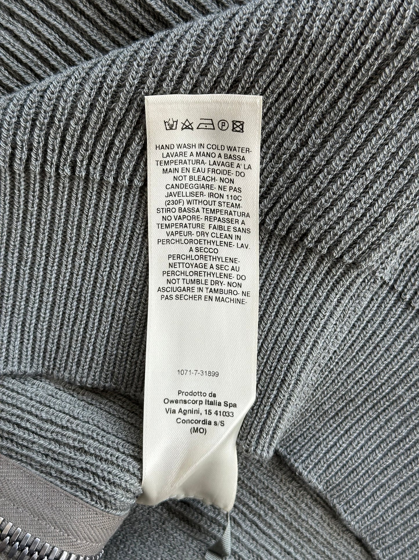 Rick Owens Grey Knitted Zip Up Hoodie