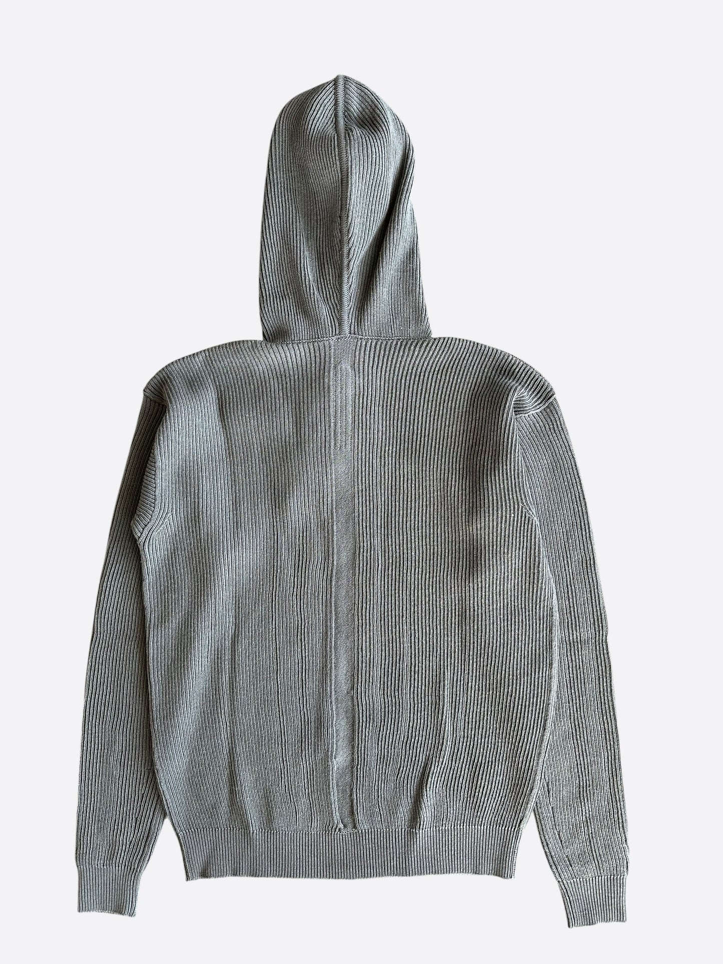 Rick Owens Grey Knitted Zip Up Hoodie