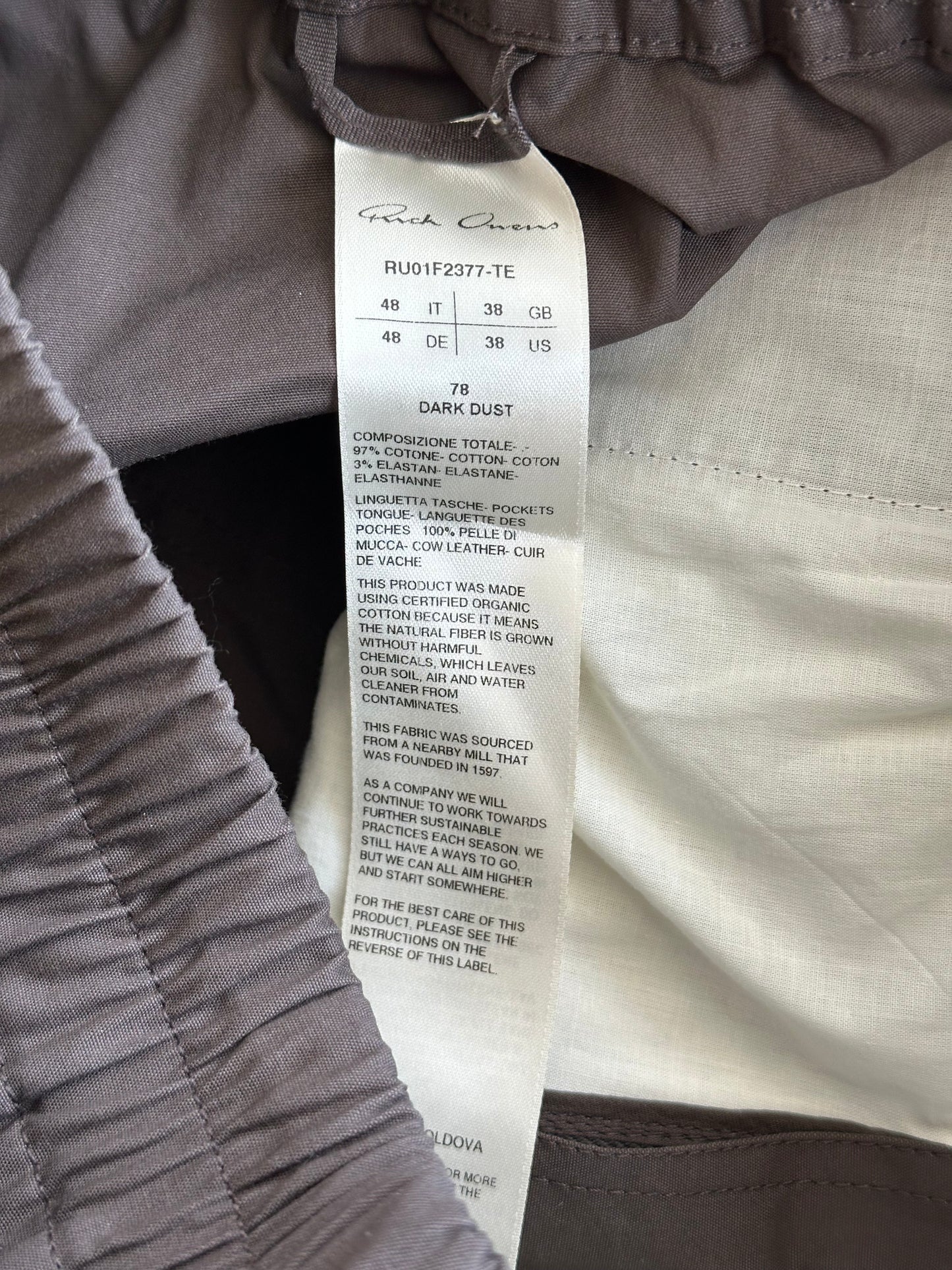 Rick Owens Brown Bauhaus Cargo Pants