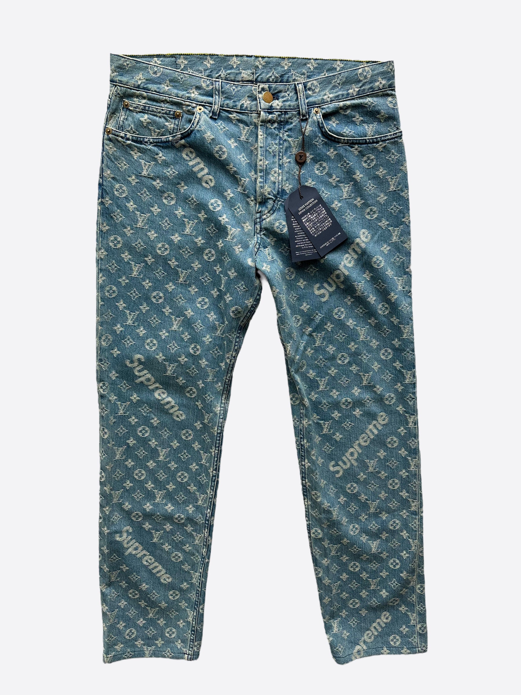 Louis Vuitton Supreme Blue Monogram Jeans Savonches