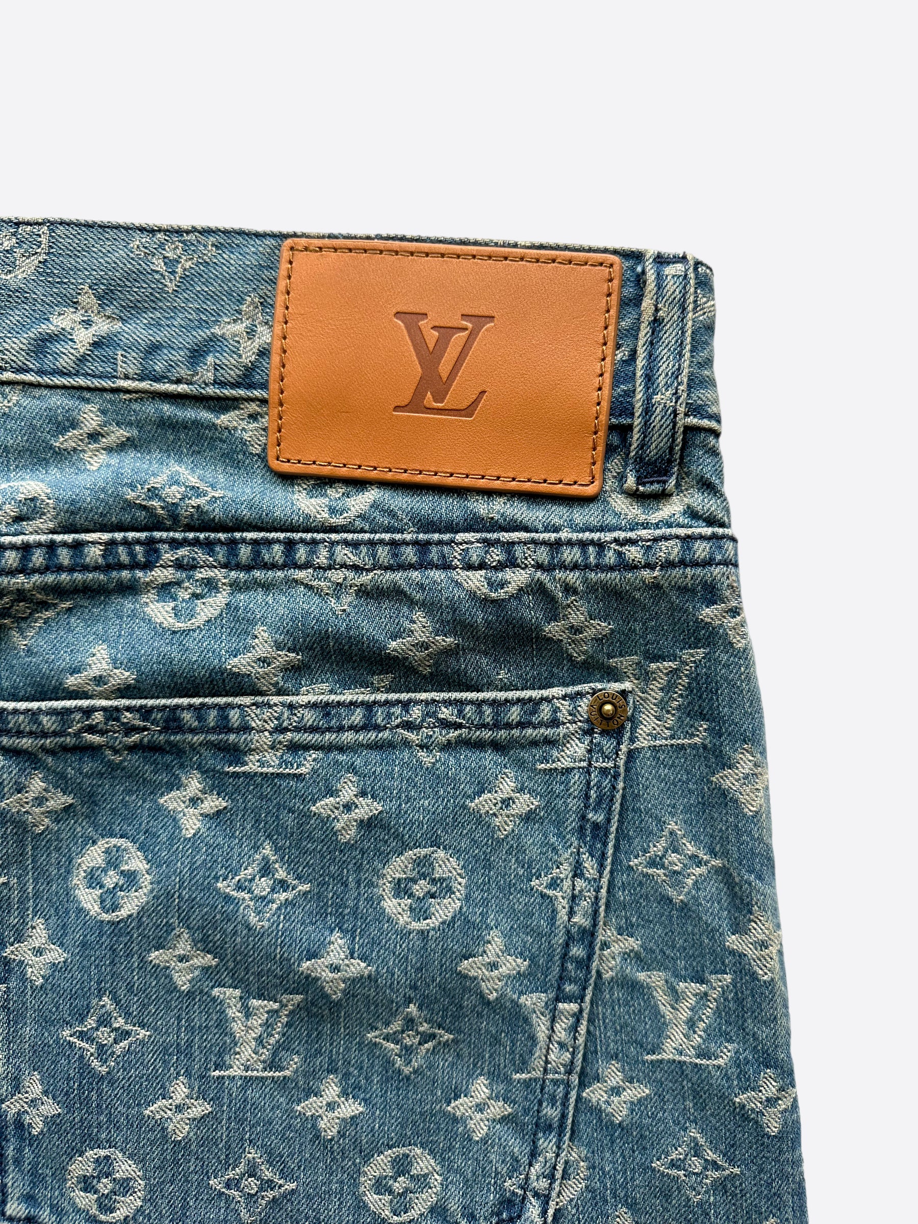 Louis Vuitton Supreme Herren Monogramm Scheune Hausarbeit Jeansjacke 58 US  XXL blau Denim