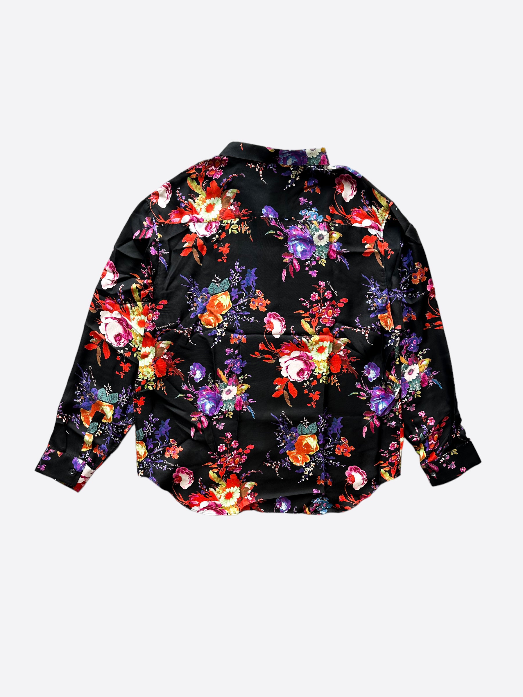Dior Kaws Floral Print Silk Button Up Shirt