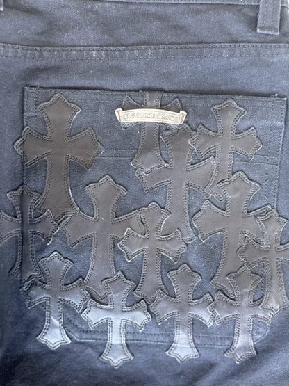 Chrome Hearts Black Cross Patch Carpenter Pants