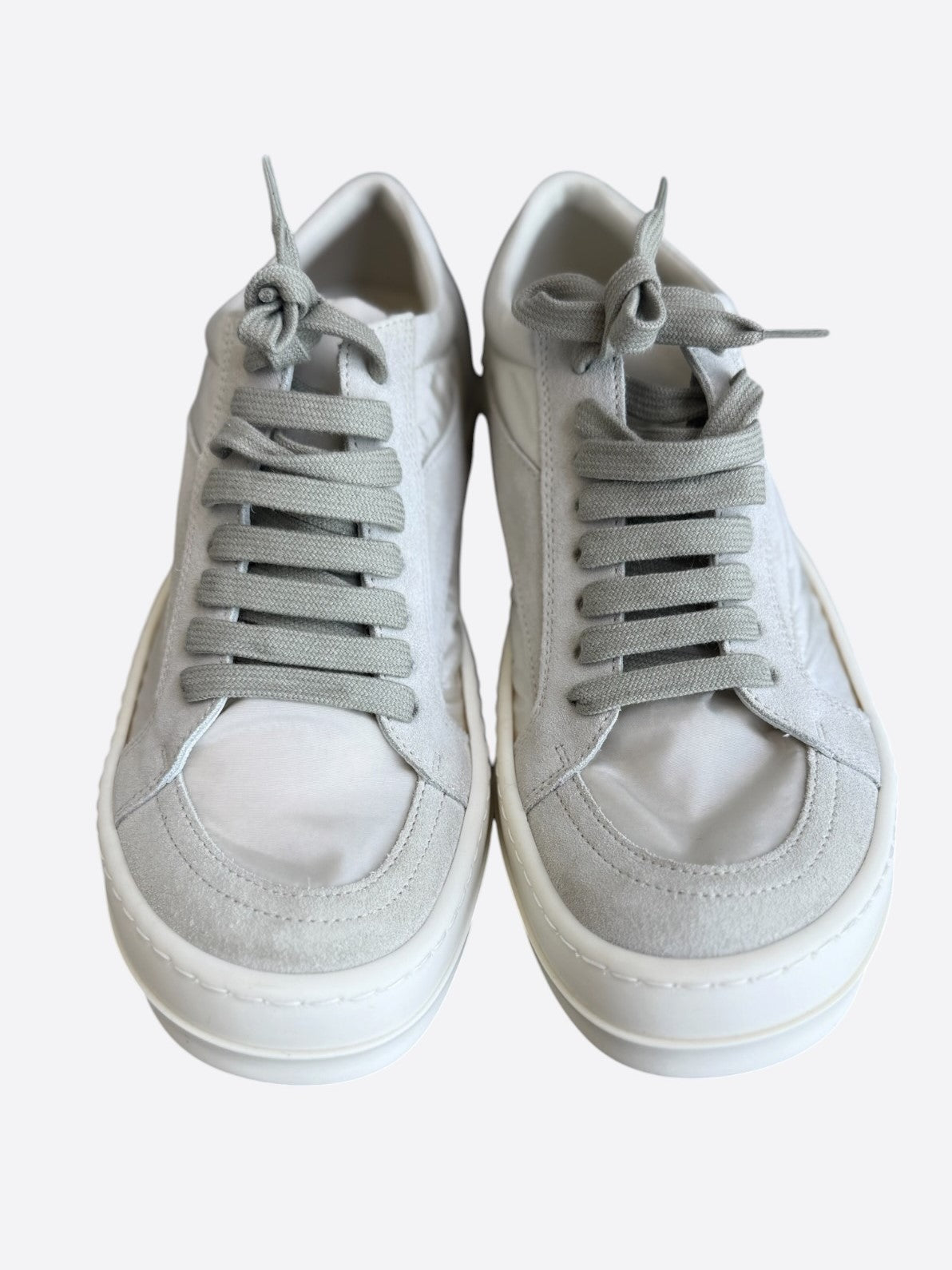Rick Owens White & Grey Suede Vintage Women's Low Top Sneaker