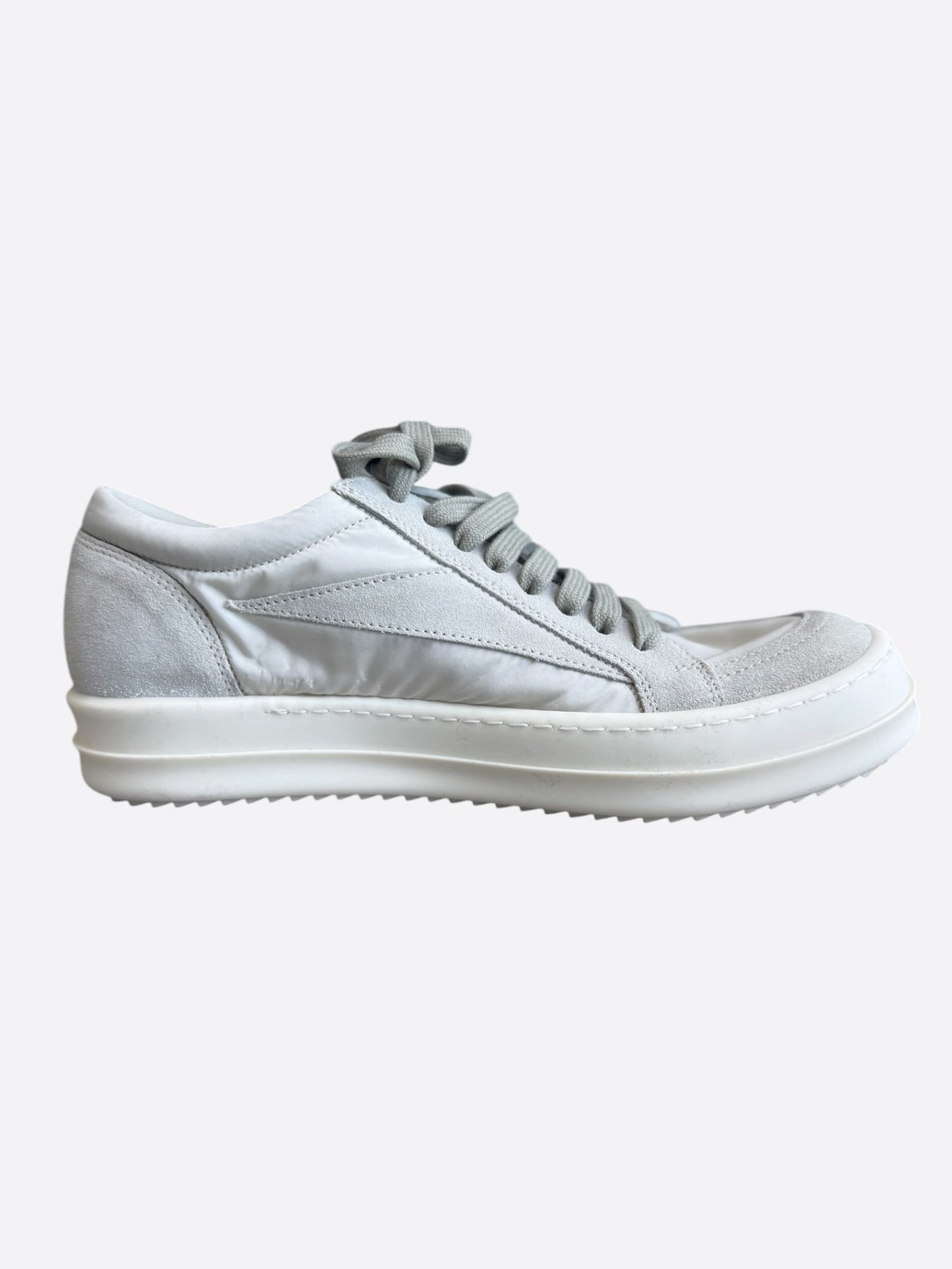 Rick Owens White & Grey Suede Vintage Women's Low Top Sneaker