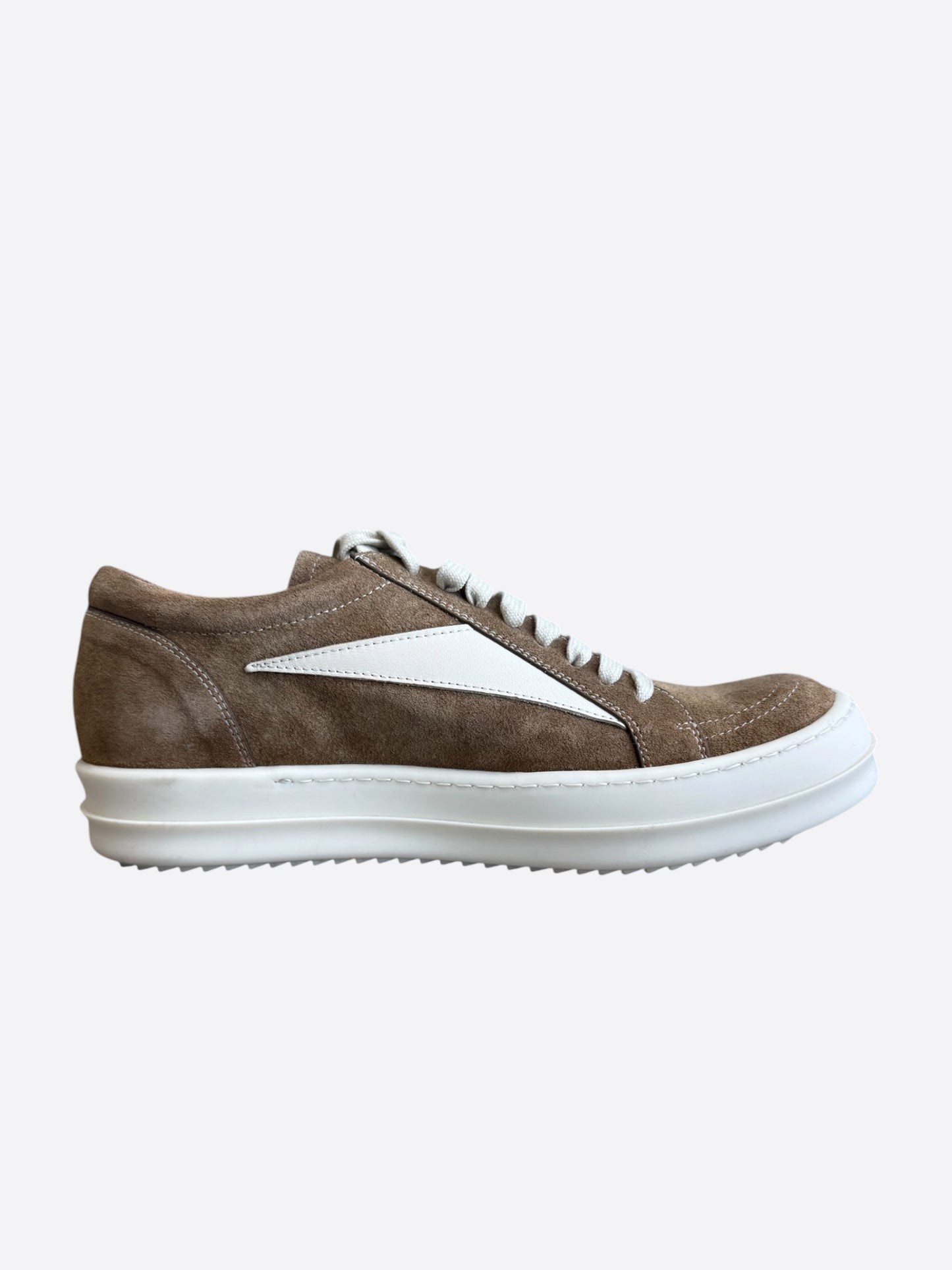 Rick Owens Brown & White Suede Vintage Low Top Sneakers
