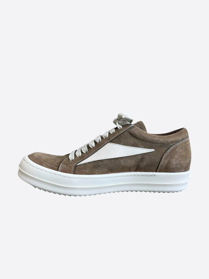 Rick Owens Brown & White Suede Vintage Low Top Sneakers