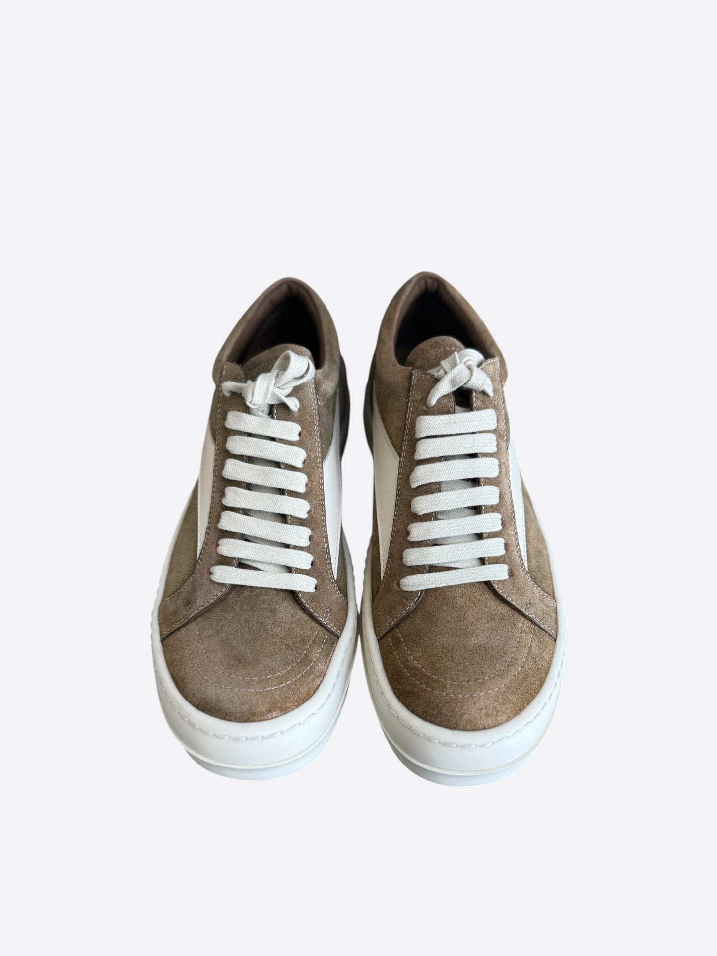 Rick Owens Brown & White Suede Vintage Low Top Sneakers