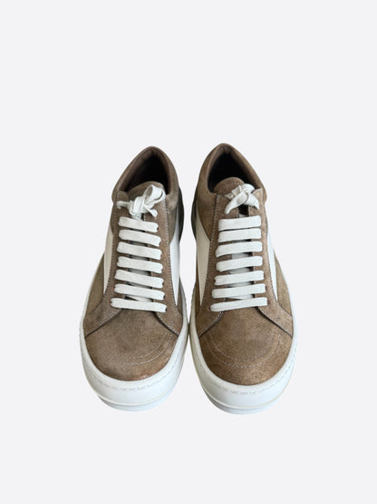 Rick Owens Brown & White Suede Vintage Low Top Sneakers