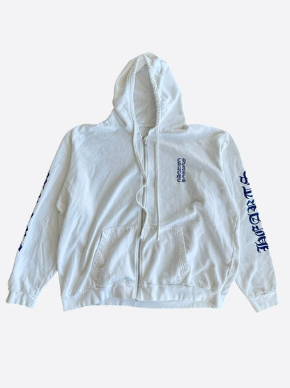 Chrome Hearts White & Blue Script Logo Zip Up Hoodie