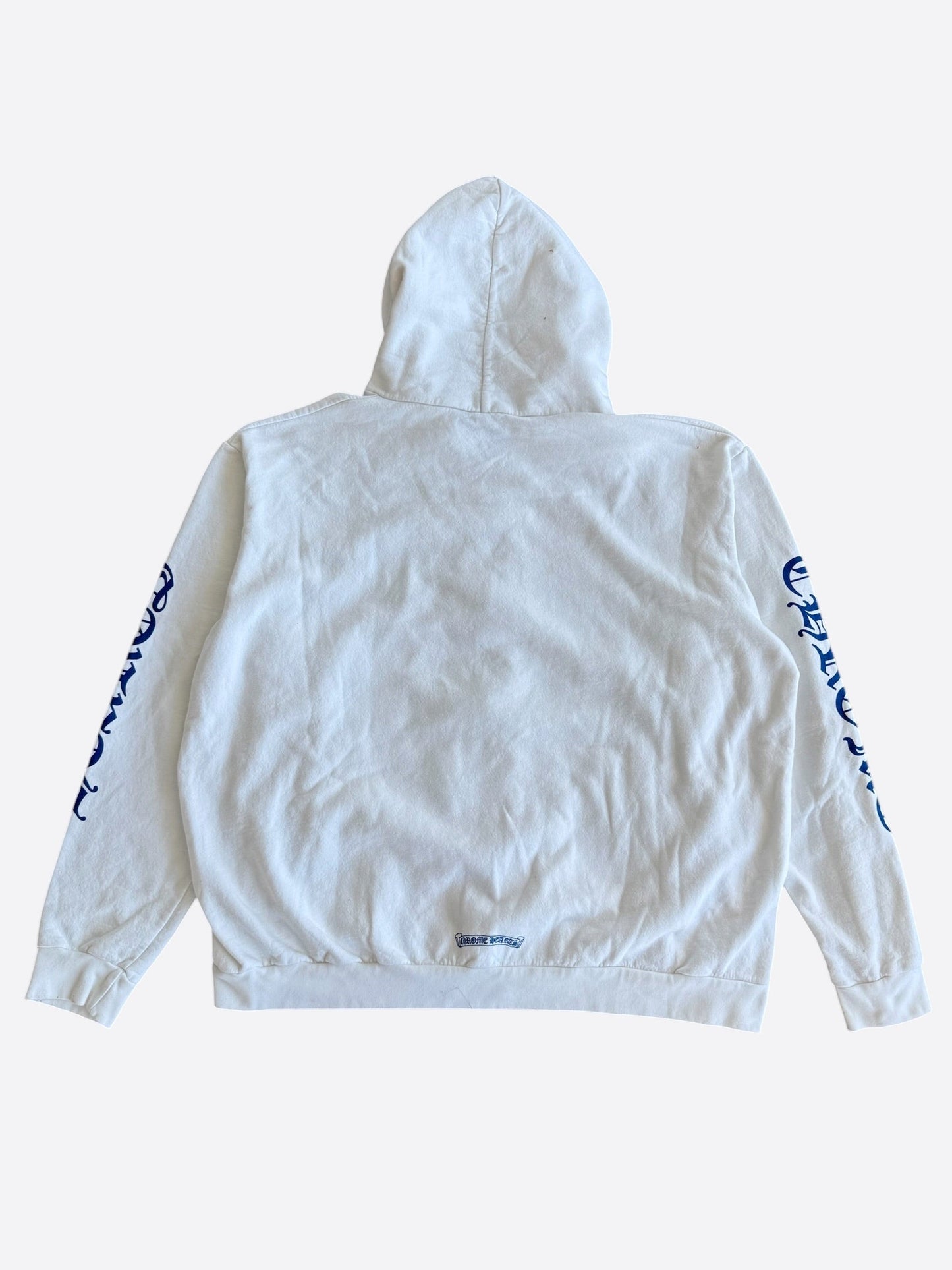 Chrome Hearts White & Blue Script Logo Zip Up Hoodie