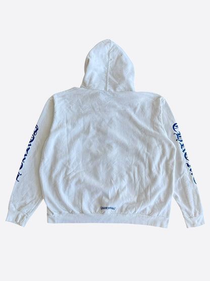 Chrome Hearts White & Blue Script Logo Zip Up Hoodie