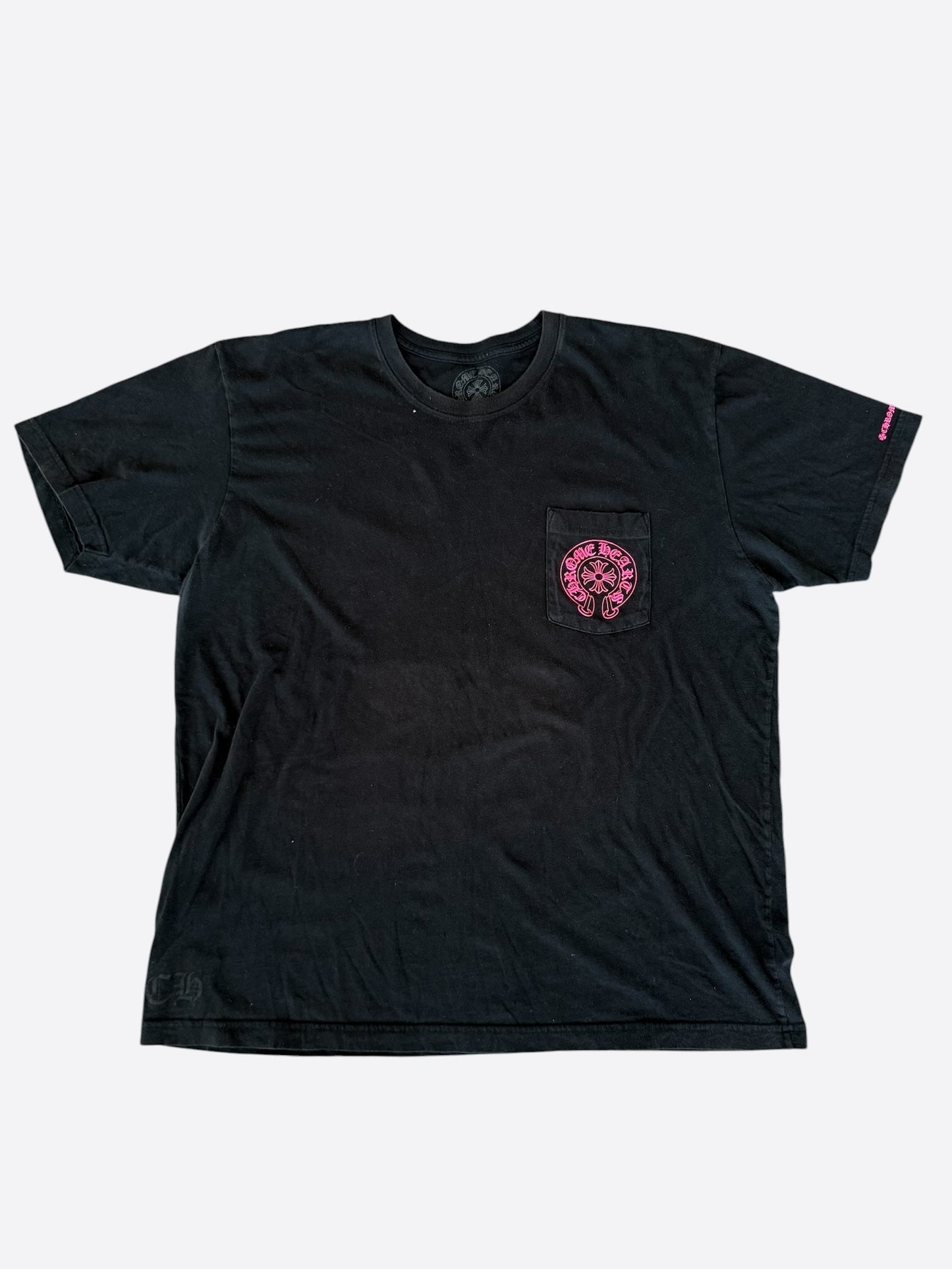 Chrome Hearts Black & Pink Horseshoe Logo T-Shirt
