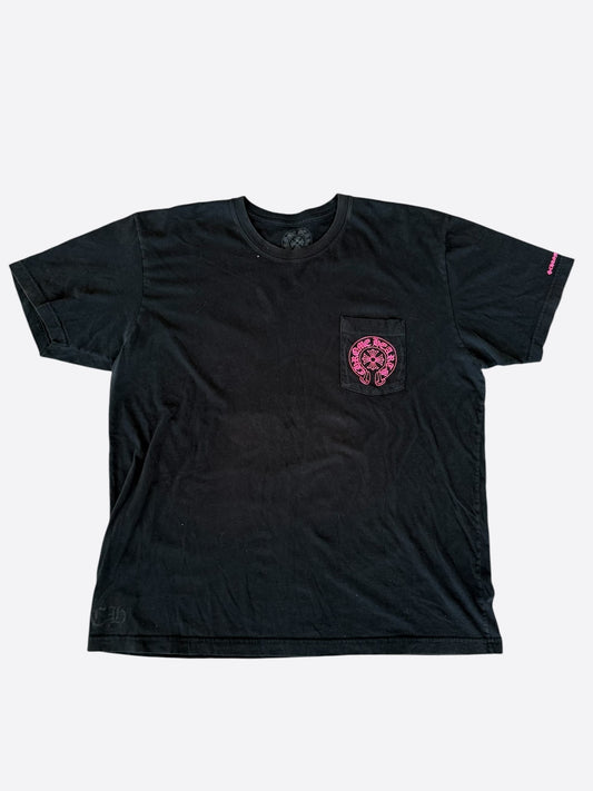 Chrome Hearts Black & Pink Horseshoe Logo T-Shirt