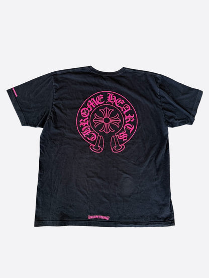 Chrome Hearts Black & Pink Horseshoe Logo T-Shirt