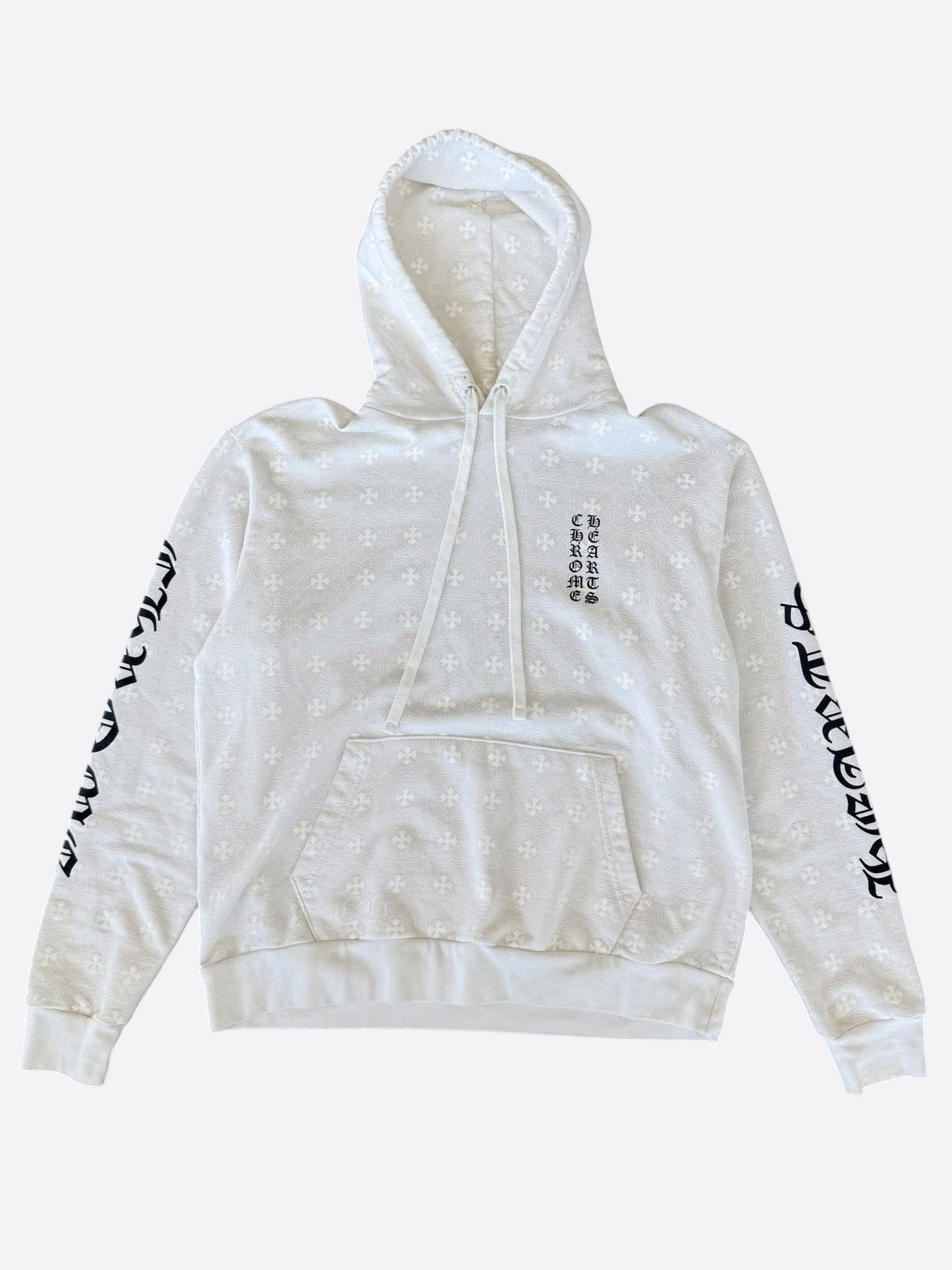 Chrome Hearts White & Black Cross Jacquard Horseshoe Logo Hoodie