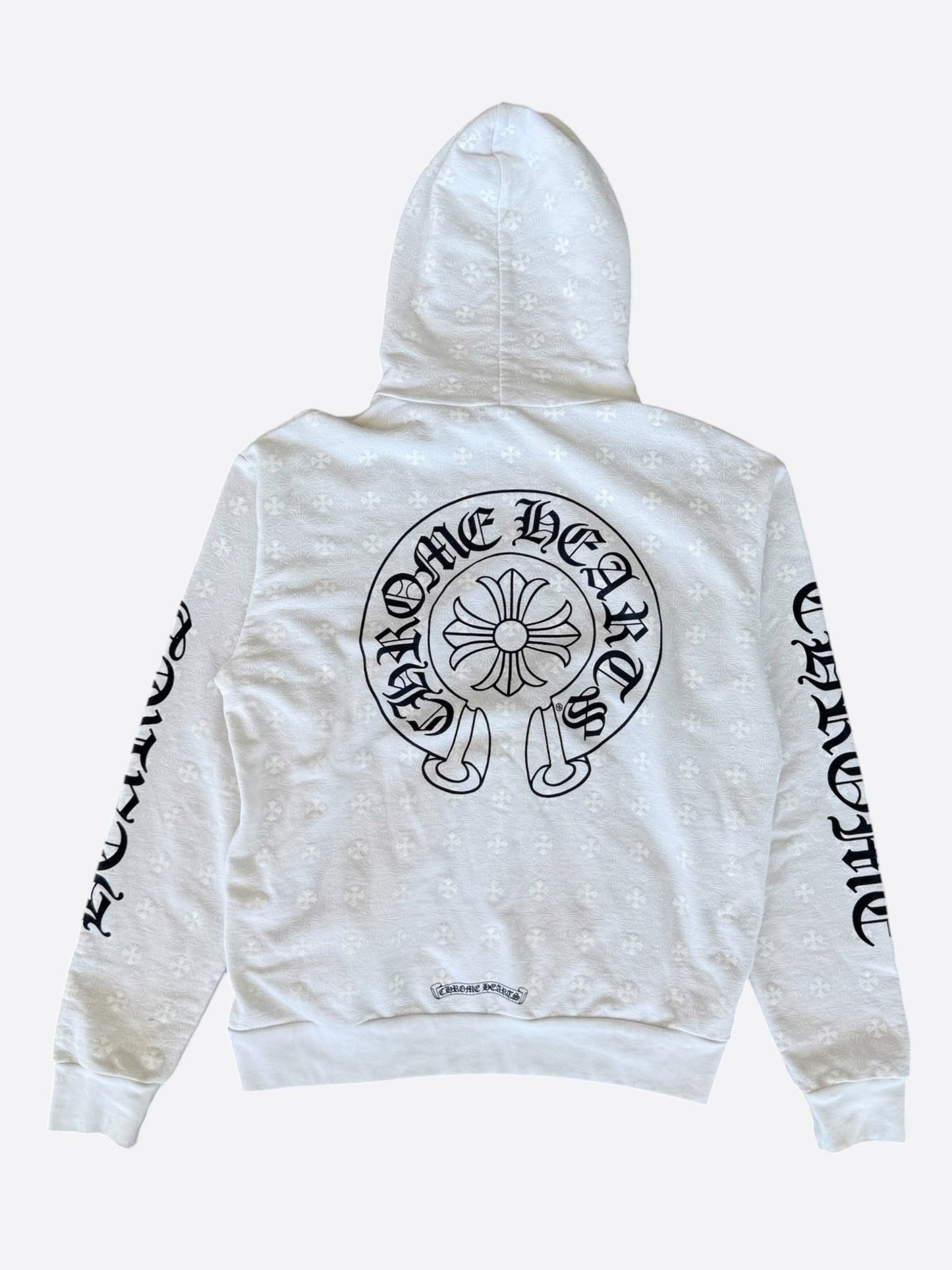 Chrome Hearts White & Black Cross Jacquard Horseshoe Logo Hoodie