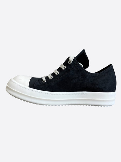 Rick Owens Black & White Leather Women's Low Top Sneakers