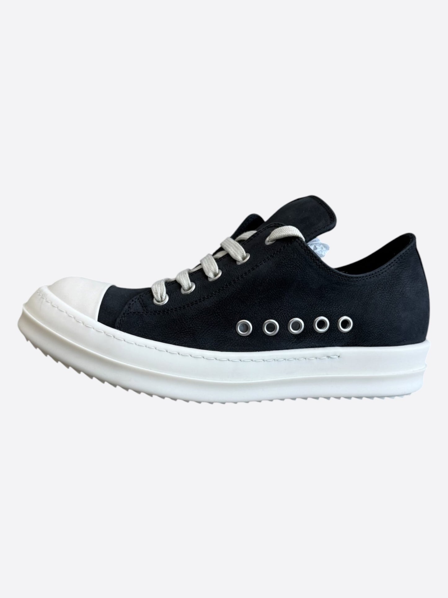 Rick Owens Black & White Leather Women's Low Top Sneakers