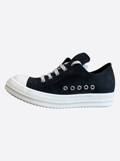 Rick Owens Black & White Leather Women's Low Top Sneakers