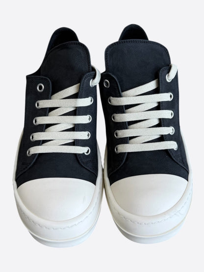 Rick Owens Black & White Leather Women's Low Top Sneakers