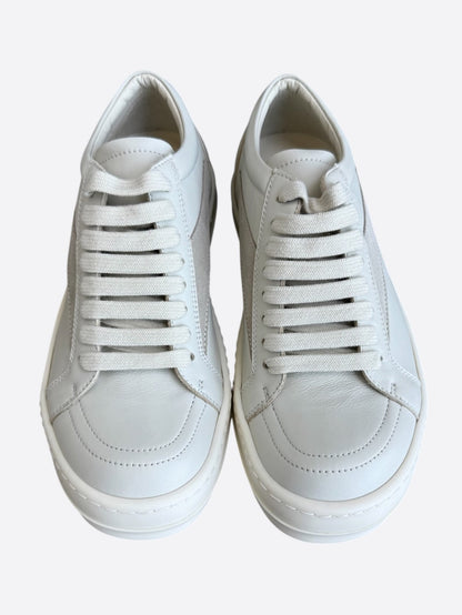 Rick Owens White & Beige Leather Vintage Women's Low Top Sneaker