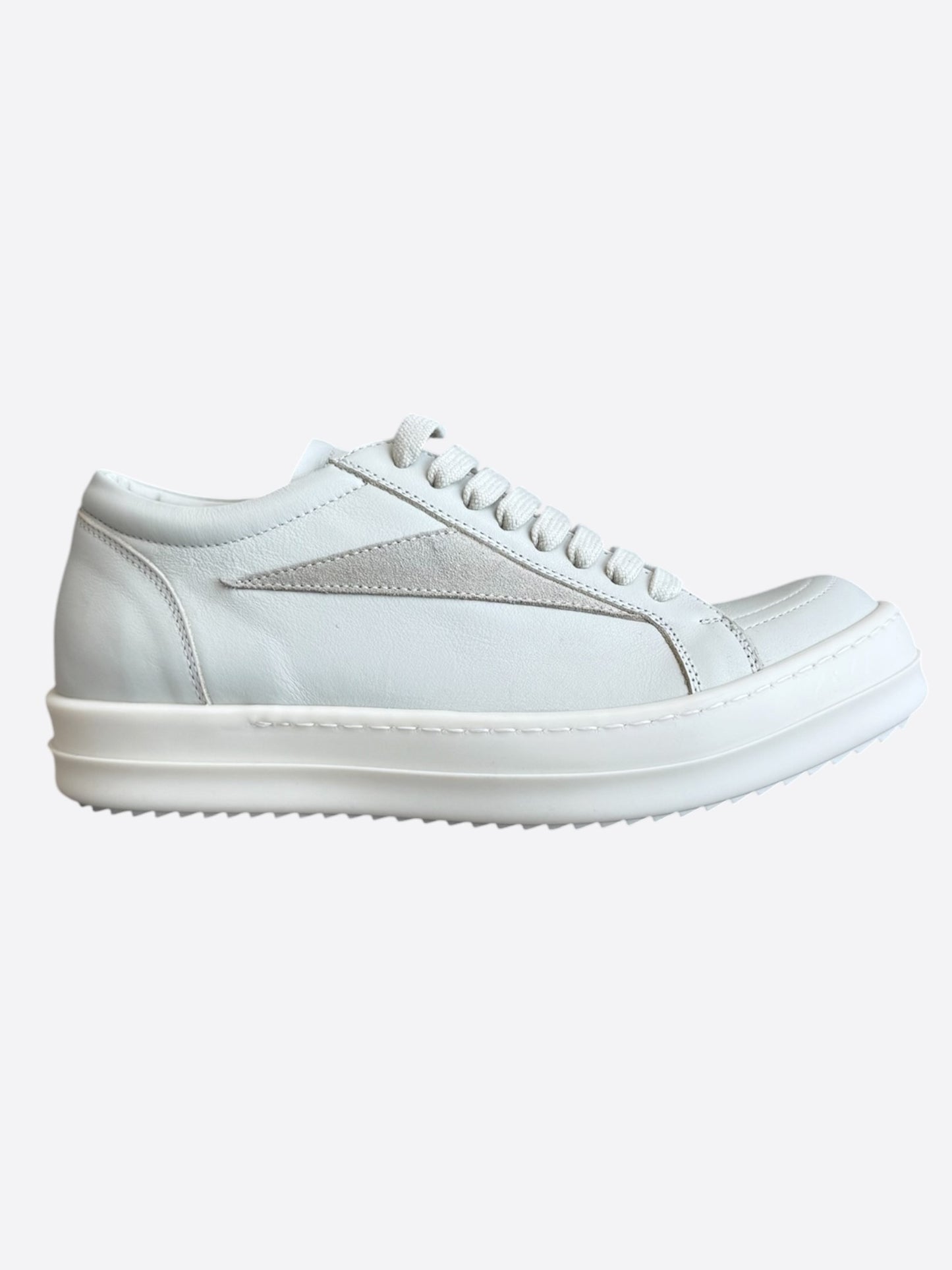 Rick Owens White & Beige Leather Vintage Women's Low Top Sneaker