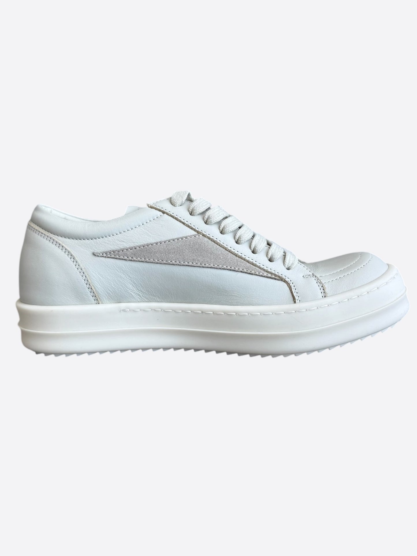 Rick Owens White & Beige Leather Vintage Women's Low Top Sneaker