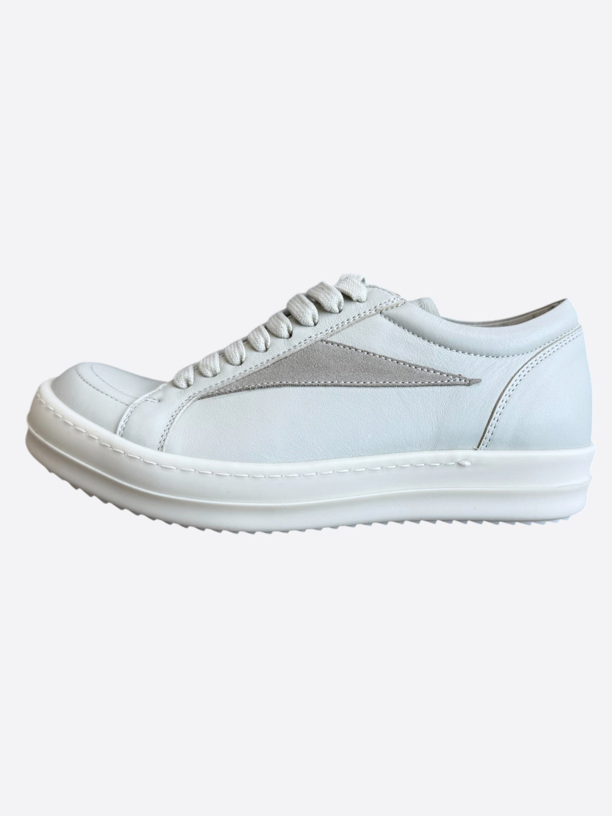 Rick Owens White & Beige Leather Vintage Women's Low Top Sneaker