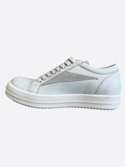 Rick Owens White & Beige Leather Vintage Women's Low Top Sneaker