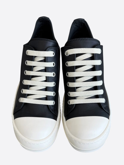 Rick Owens Black & White Leather Women's Low Top Sneakers