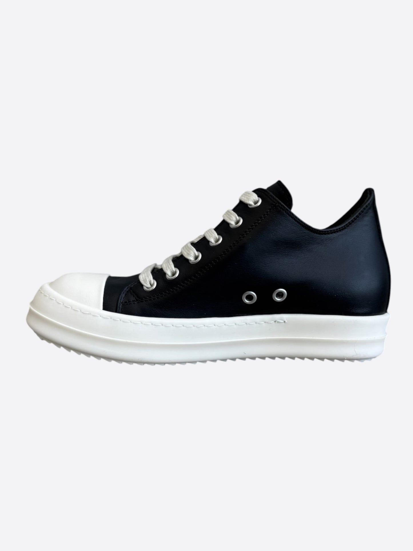 Rick Owens Black & White Leather Women's Low Top Sneakers