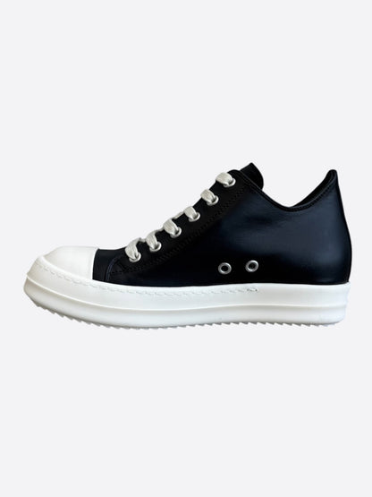 Rick Owens Black & White Leather Women's Low Top Sneakers