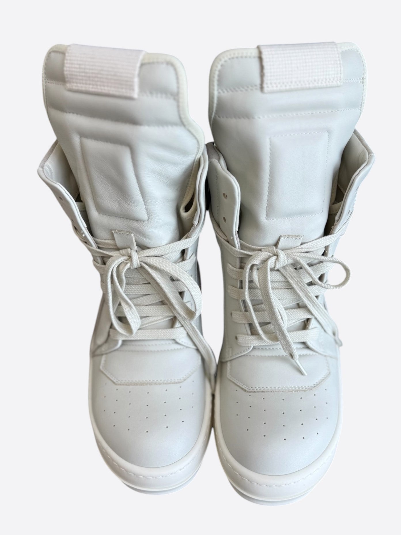 Rick Owens White & Beige Women's Geobaskets Sneakers