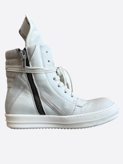 Rick Owens White & Beige Women's Geobaskets Sneakers