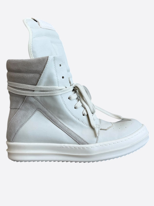 Rick Owens White & Beige Women's Geobaskets Sneakers