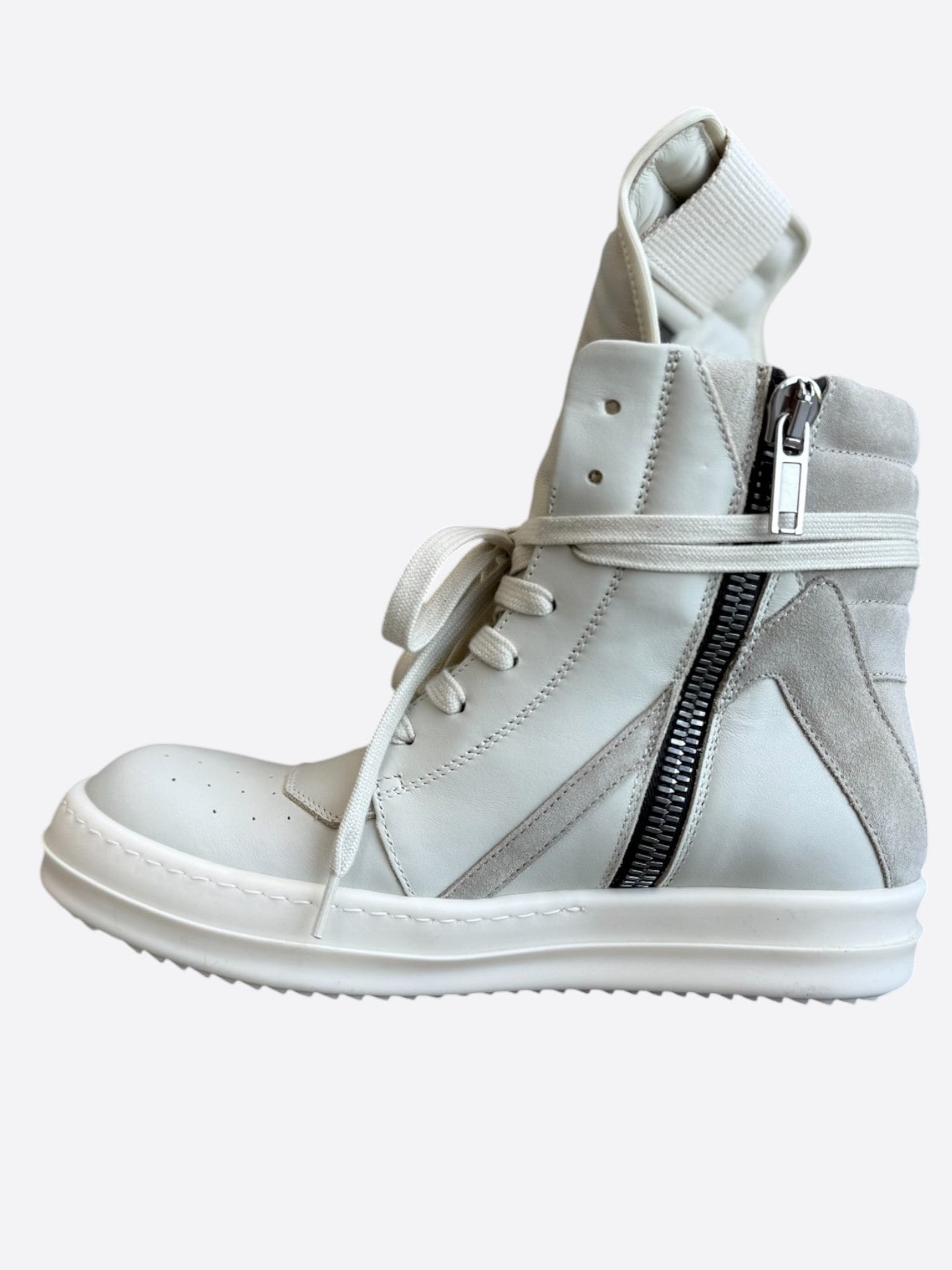 Rick Owens White & Beige Women's Geobaskets Sneakers
