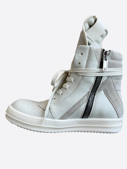Rick Owens White & Beige Women's Geobaskets Sneakers
