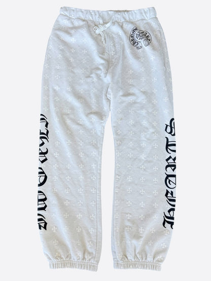 Chrome Hearts White & Black Horseshoe Logo Cross Jacquard Sweatpants