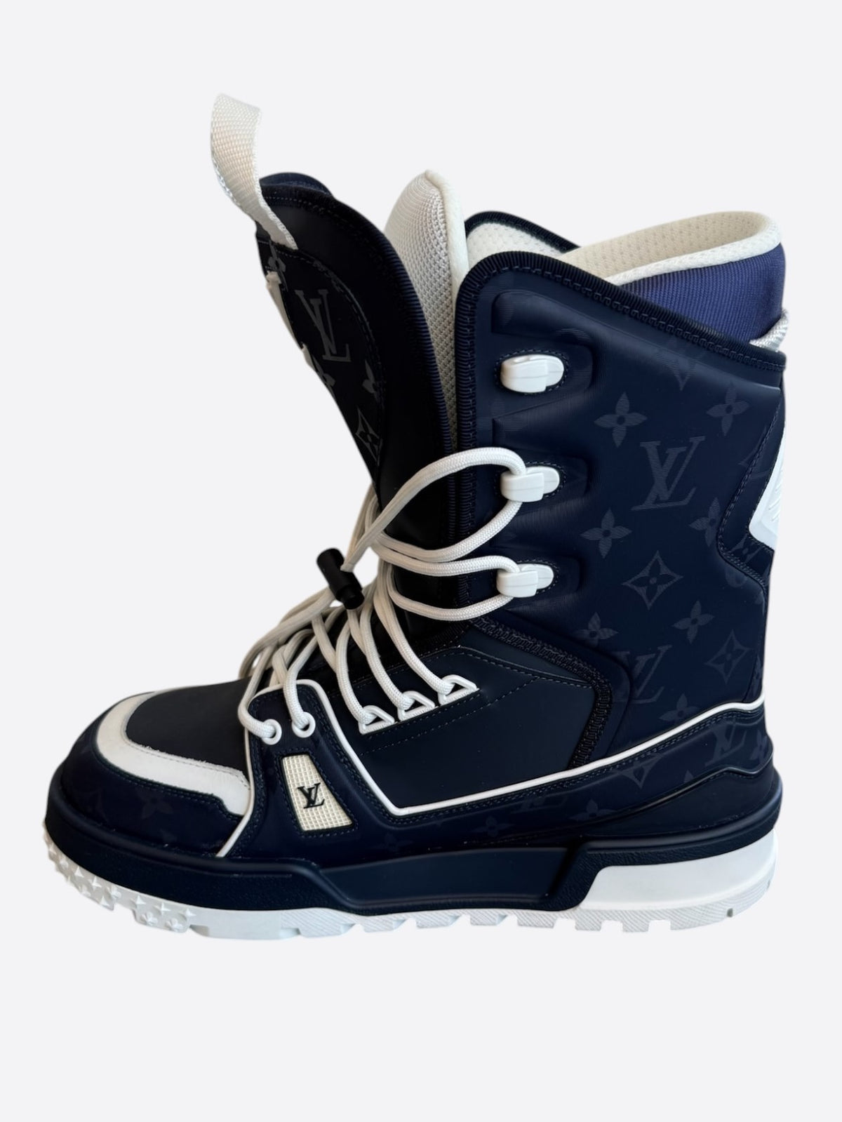 Louis Vuitton Navy & White Monogram Trainer Snow Boots