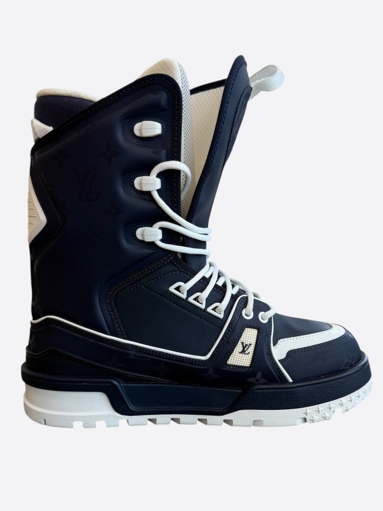 Louis Vuitton Navy & White Monogram Trainer Snow Boots