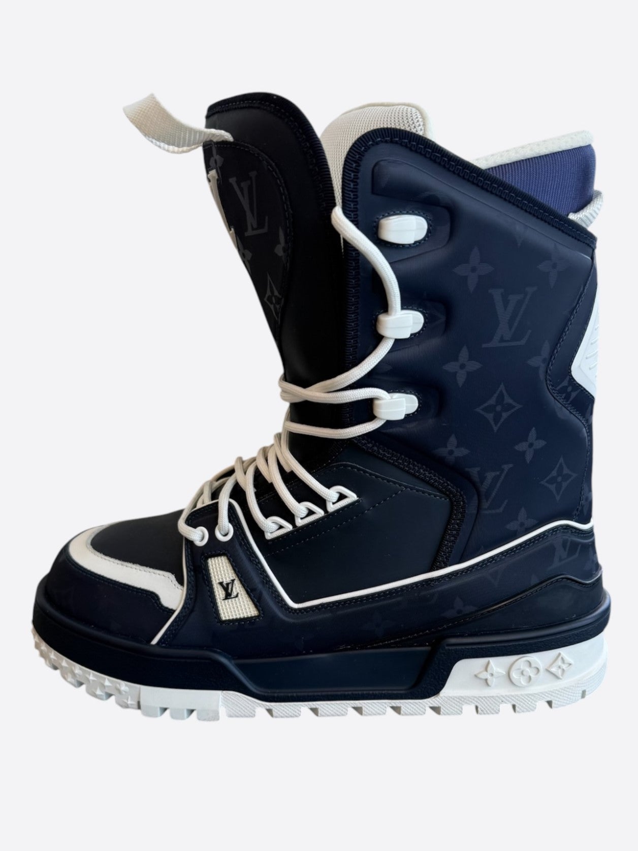 Louis Vuitton Navy & White Monogram Trainer Snow Boots