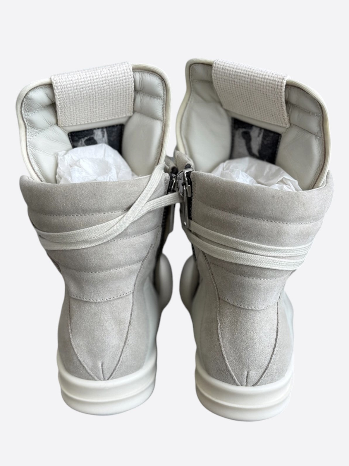 Rick Owens White & Beige Women's Geobaskets Sneakers